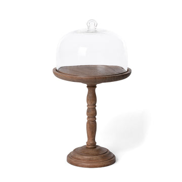Elevated Wood Server with Glass Dome, 20